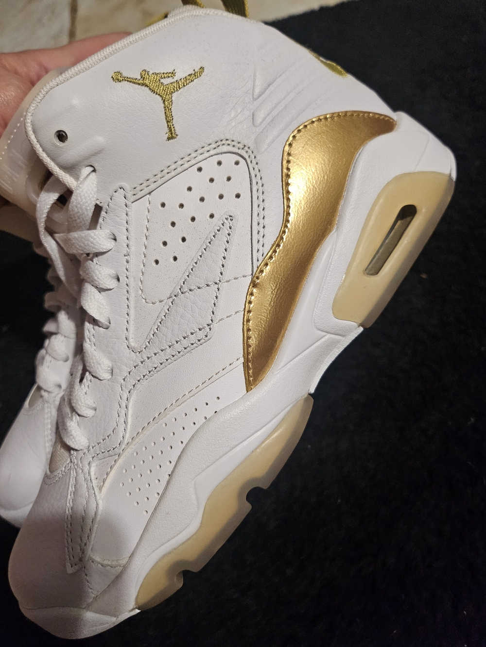 Jordan Women's White & Gold Retro Basketball Sneakers